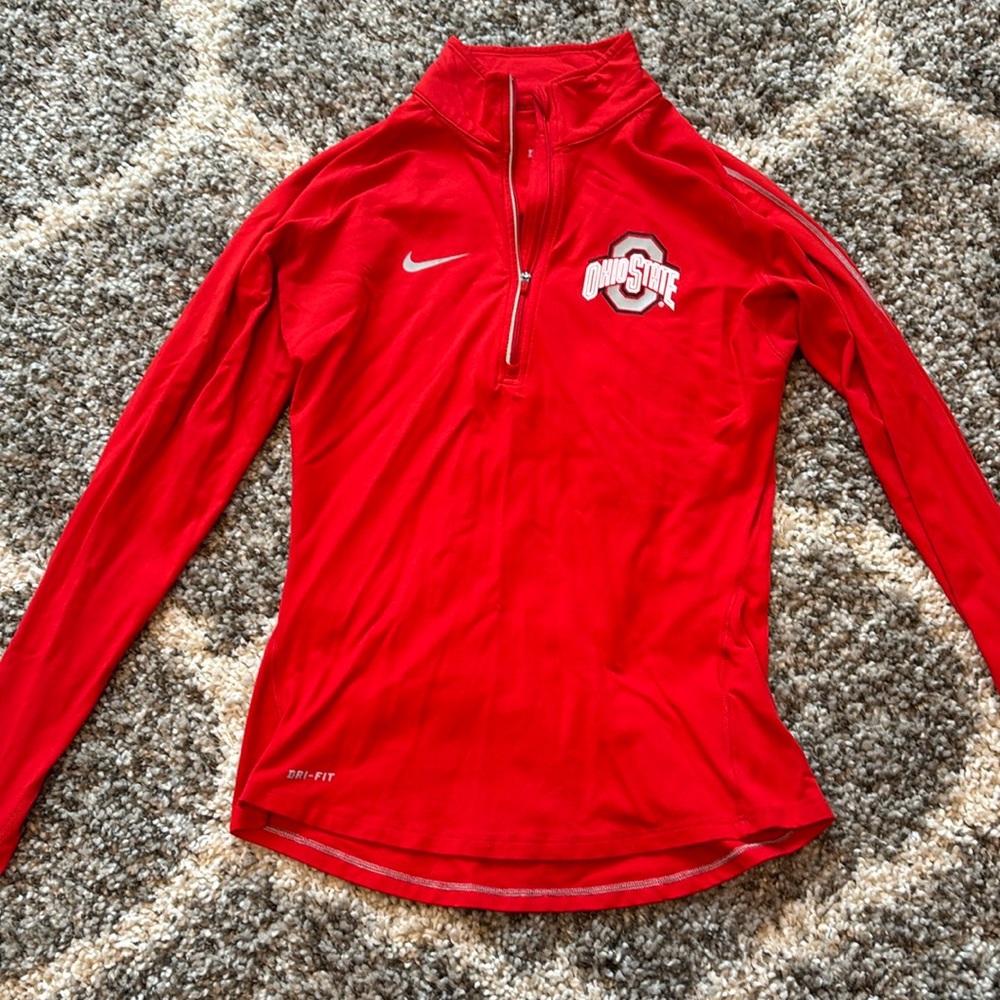 Red Nike Ohio State quarter zip size small